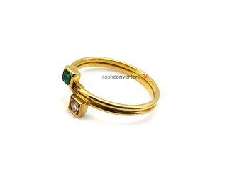 anillo oro 18k con piedra con diamante,esmeralda