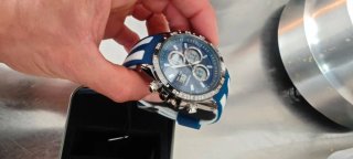 Reloj Fredric Dual Time Azul y Plateado