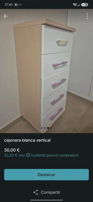 Cajonera vertical blanca