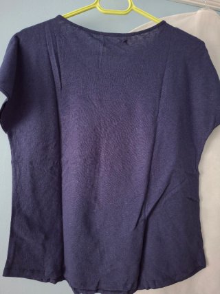 Camiseta azul punto y encaje Sfera Talla M