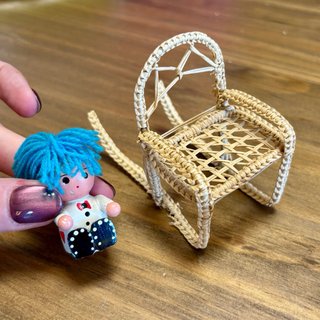 Set mobili in vimini in miniatura per case delle bambole
