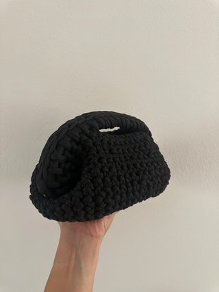 Borsa uncinetto nera 20 cm