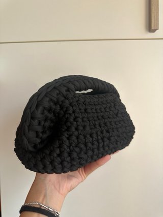 Borsa uncinetto nera 20 cm