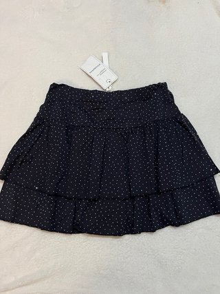 Falda pantalón negra volantes con brillos T.36/38