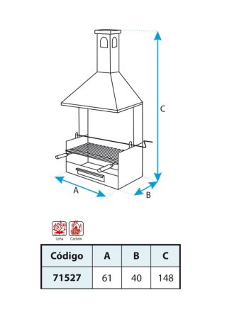 Barbacoa de metal con chimenea
