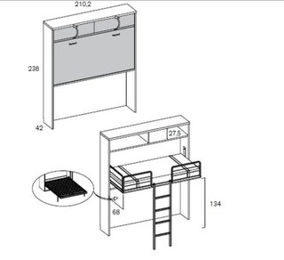 CAMA ALTA ABATIBLE CON CAMA DE CAJONES INFERIO RM