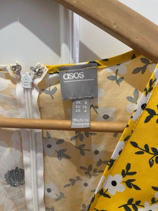 Vestido ASOS amarillo floral bicolor talla 36
