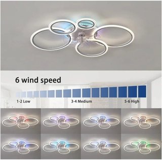 Caufloce 95cm Lamparas Ventilador De Techo RGB