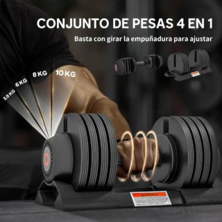 Mancuerna ajustable 4 en 1, 10kg gimnasio