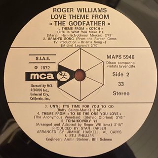 Roger Williams LP Promo The Godfather 1972