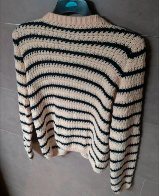 Cárdigan Zara Rayas Beige y Negro Talla S