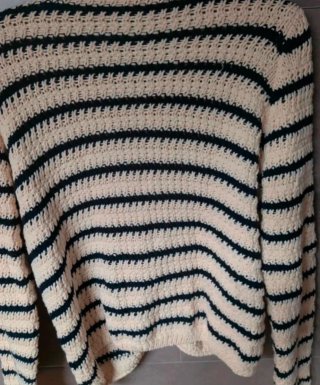 Cárdigan Zara Rayas Beige y Negro Talla S
