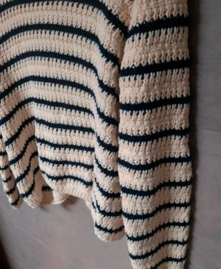 Cárdigan Zara Rayas Beige y Negro Talla S