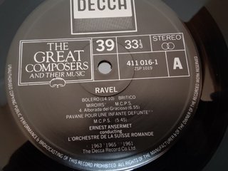 Ravel Orchestral Works Ansermet Decca LP