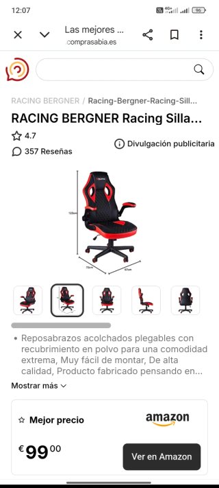 Silla Gaming XtR Negra y Roja