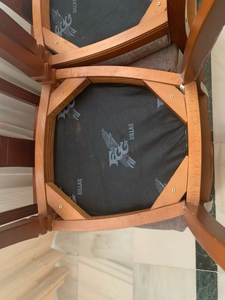Conjunto 4 sillas y 2 sillones madera