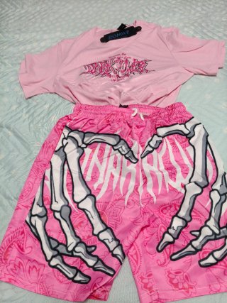 Conjunto pantalón y camiseta rosa niño