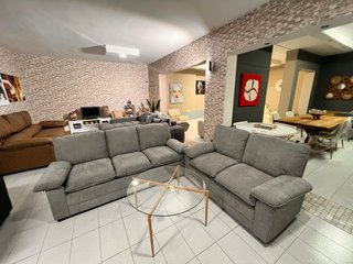 Sofá 3+2 Gris y Beige