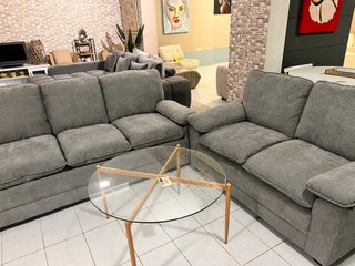 Sofá 3+2 Gris y Beige