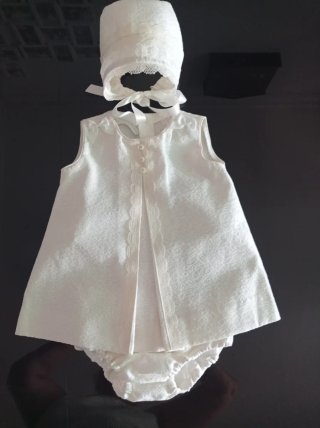 Conjunto Bautizo Blanco roto Niña
