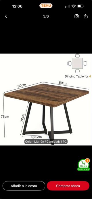 Mesa de comedor de madera nueva