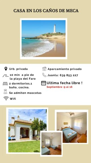 SE ALQUILA CHALET EN LOS CAÑOS DE MECA