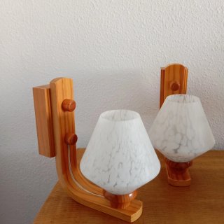 Lámparas de pared vintage madera y cristal