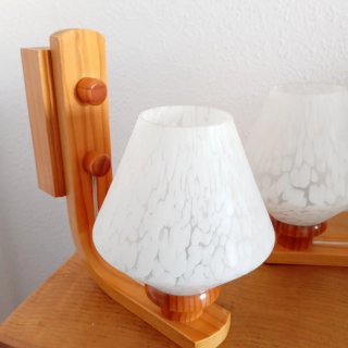 Lámparas de pared vintage madera y cristal