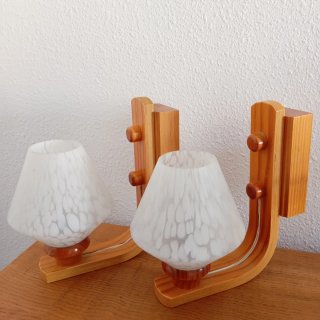 Lámparas de pared vintage madera y cristal