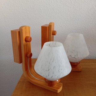 Lámparas de pared vintage madera y cristal