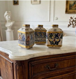 Tarros cerámica Fassi - Set de 3 - pintado a mano