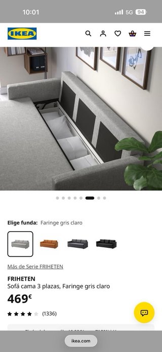 Sofá Cama IKEA FRIHETEN Gris