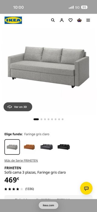 Sofá Cama IKEA FRIHETEN Gris