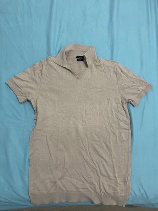 Polo Massimo Dutti Beige Manga Corta