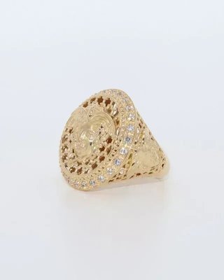 Anillo Sello Medusa Calado Circonitas 18K