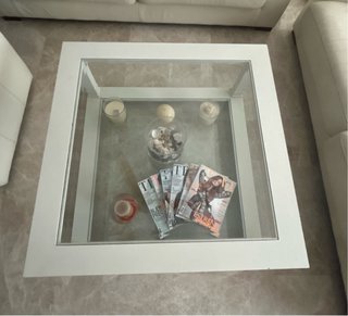 Mesa centro madera blanca doble cristal