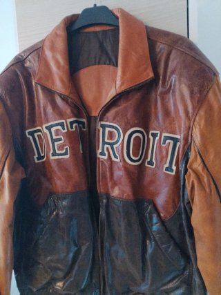Chaqueta Cuero Genuino Vintage Detroit Talla 40