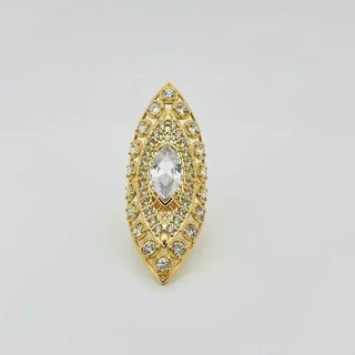 Anillo Lanzadera XXL Piedra Blanca 18K