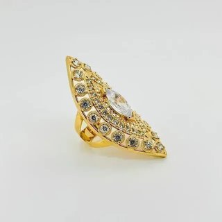 Anillo Lanzadera XXL Piedra Blanca 18K