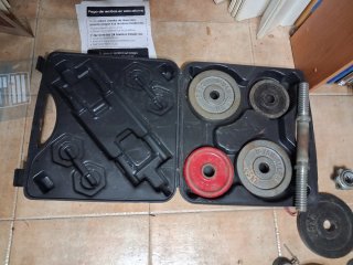 Discos de caucho para pesas (5 kg y 2,5)  Y metal
