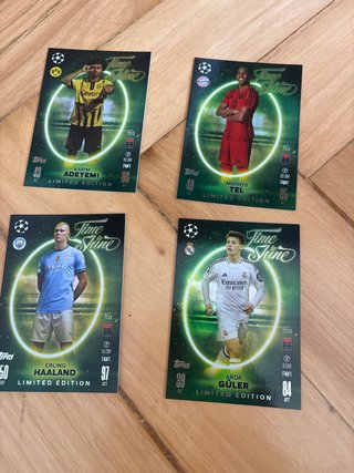4 Cartas de Fútbol Topps Time Shine