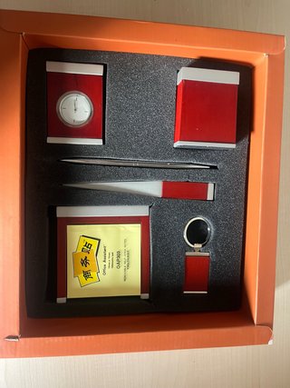 Set Accesorios Escritorio Lujo marron y Plata