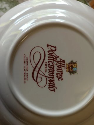 Vajilla Alfares de Pontesampaío - Verde y Blanca