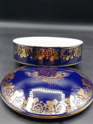 Caja porcelana Limoges azul cobalto