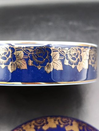 Caja porcelana Limoges azul cobalto