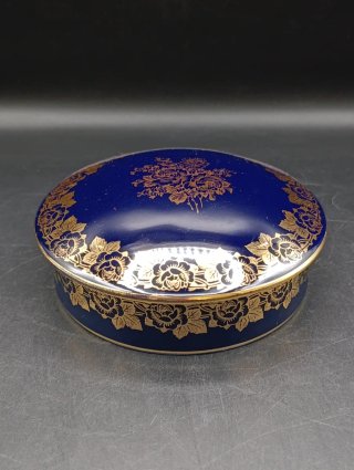 Caja porcelana Limoges azul cobalto