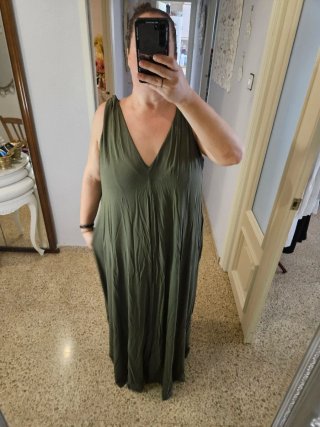 Vestido maxi holgado verde militar