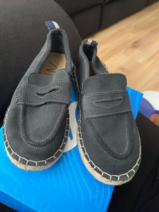 Mocasines Zara Esparto Niña Gris Talla 28