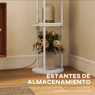 Lámpara de pie con estantes con mando a distancia