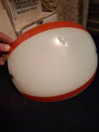 Plafoniera/Applique Vintage Vetro Arancio Bianco